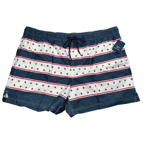 Patriotic Stars and Stripes Swim Trunks Men 3XL 48-50 Above The Knee 6" Inseam - Picture 1 of 11